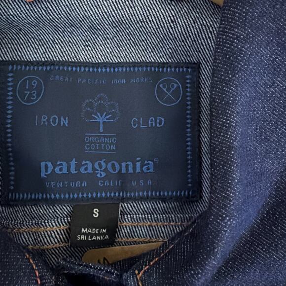 VPatagonia Dark Wash Blue Denim Jean Trucker Jacket #1284 Size SM - Picture 6 of 6